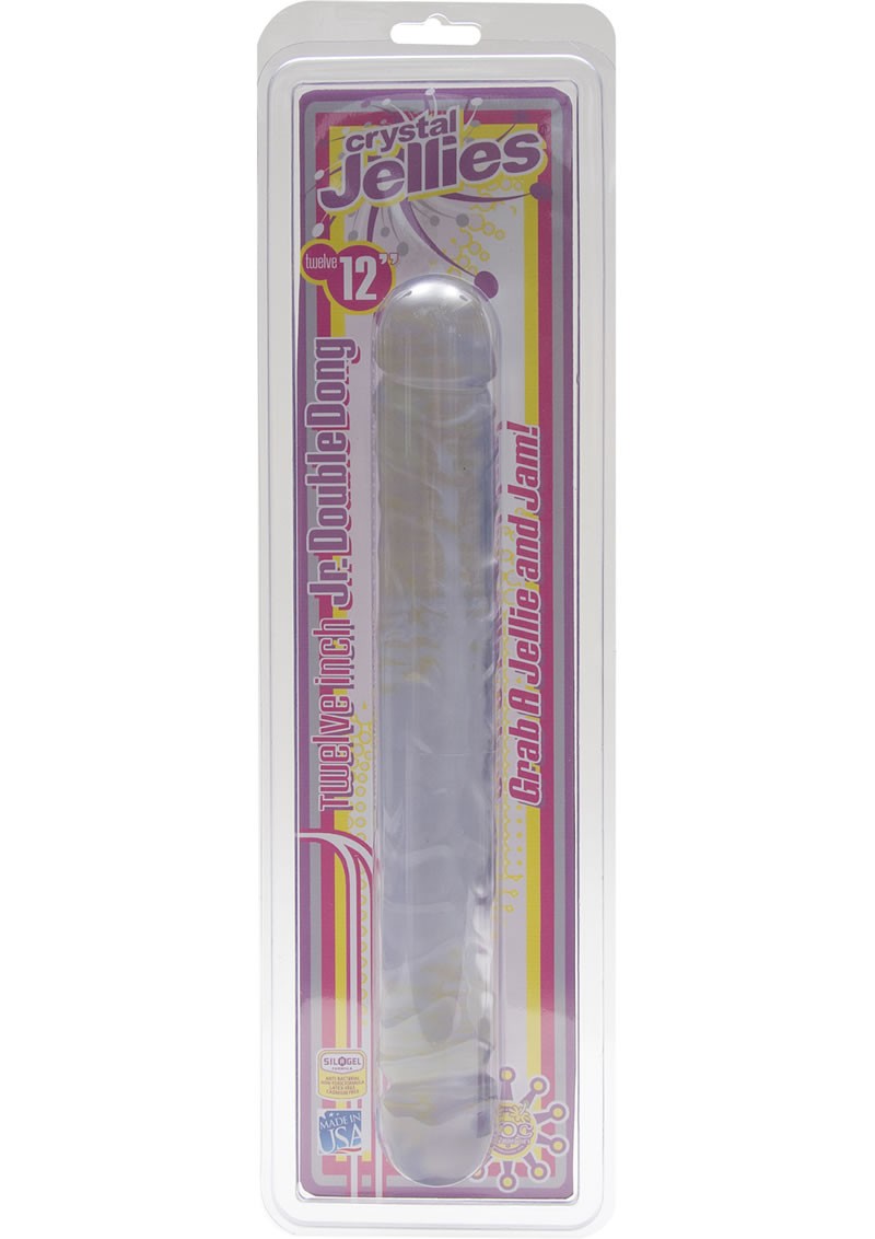 Crystal Jellies Jr Double Dong  Sil-A-Gel 12 Inch Clear