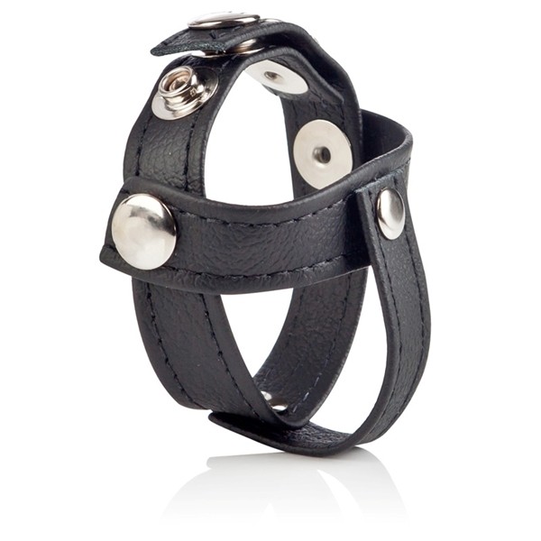 CalExotics Colt Leather H-Piece Divider Cock and Ball Strap