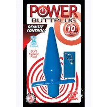 Power Butt Plug W/remote - Blue