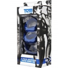 Tof 3 Piece Silicone Cock Ring Set Blue