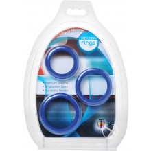 3 Piece Silicone Erection Rings Blue