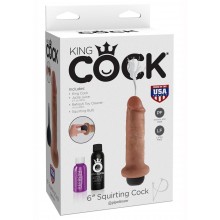 Kc 6 Squirting Cock W/balls Tan