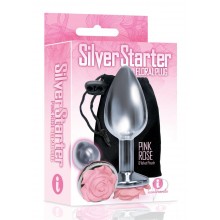 The 9 Silver Starter Rose Steel Plug Pnk