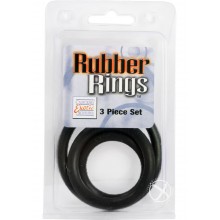 Rubber Cock Ring Black 3 Piece