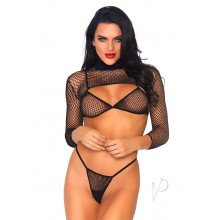 Indust Bikini Set Sleeve Top 3pc Os Blk