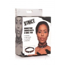Strict Rhinestone Chocker W/ring Red
