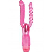 Trinity Vibes Double Trouble Double Penitration Vibrator Waterproof Pink Hush USA