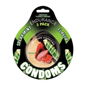 Lubricated Flavored Endurance Condoms 3 Per Pack Spearmint