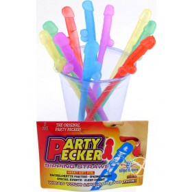 Party Pecker Sipping Straws Assorted Colors 10 Per Pack