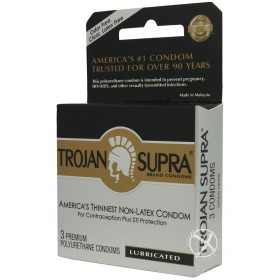 Trojan Condom Supra Microsheer Non Latex Lubricated 3 Pack