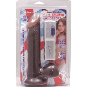 Real Skin Afro American Whoppers Dong w/ Balls 8 Inch Brown