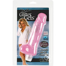 DR Z GLITTER GELS VIBRATING DONG WITH BALLS 6 INCH PINK