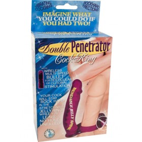 Double Penetrator Cock Ring With Bendable Dildo Purple