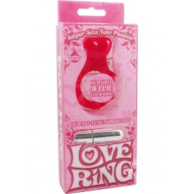 Love Ring Jellie Cock Ring With Bullet Waterproof Ruby Red