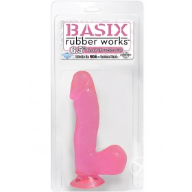 Basix Rubber Works 6.5 Inch Dong w/ Suction Cup Pink
