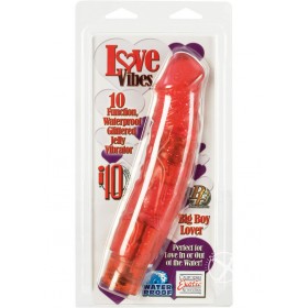 LOVE VIBES BIG BOY LOVER 10 FUNCTION GLITTERED JELLY VIBRATOR 8.25 INCH RED
