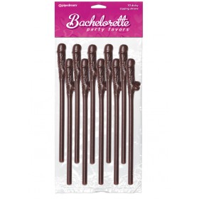 Chocolate Dicky Sipping Straws 10 Pack Brown