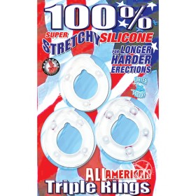 All American Triple Rings Cockrings Clear