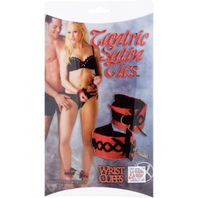 Tantric Satin Ties Wrist Cuffs Red with Black