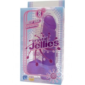 Crystal Jellies Ballsy Cock  Sil-A-Gel 8 Inch Purple