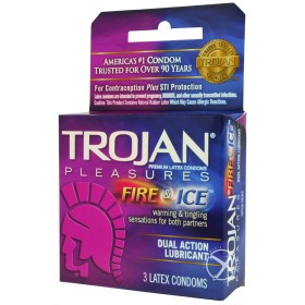 Trojan Condom Pleasures Fire & Ice Dual Action Lubricant 3 Pack