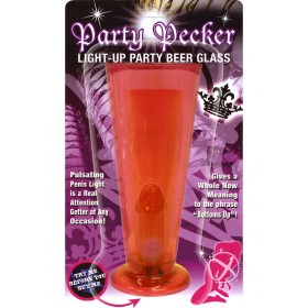 Party Pecker Light Up Party Beer Glass Red