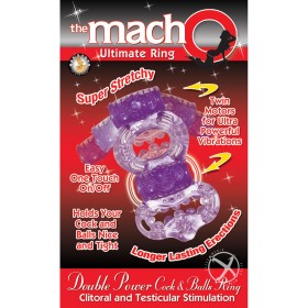 The Macho Ultimate Ring Double Power Cock & Ball Ring Clitoral & Testicular Stimulator Purple