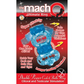 The Macho Ultimate Ring Double Power Cock & Ball Ring Clitoral & Testicular Stimulator Blue
