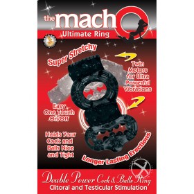 The Macho Ultimate Ring Double Power Cock & Ball Ring Clitoral & Testicular Stimulator Black