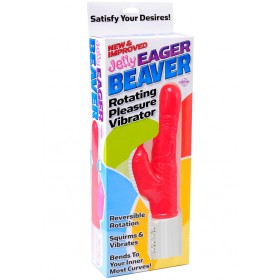 Jelly Eager Beaver Rorating Pleasure Vibrator 9.25 Inch Pink