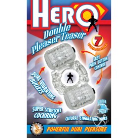 Hero Double Pleaser Teaser Cock Ring Waterproof Clear