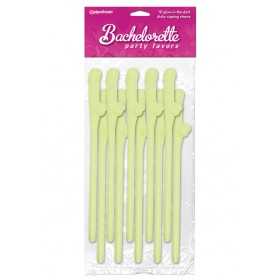 Glow In The Dark Dicky Sipping Straws 10 Pack