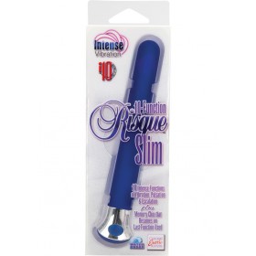 10 Function Risque Slim Vibrator Waterproof 5.5 Inch Blue