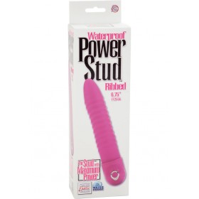 Power Stud Ribbed Vibrator Waterproof Pink 6.75 Inch