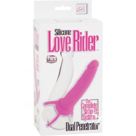 Silicone Love Rider Dual Penetrator Strap On System Pink