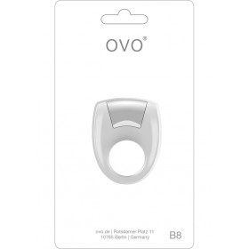 Ovo B8 Silicone Cock Ring Waterproof White And Chrome