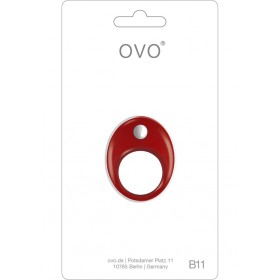 Ovo B11 Silicone Cock Ring Waterproof Red And Chrome
