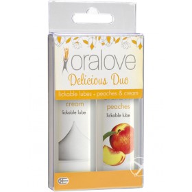 Oralove Delicious Duo Lickable Peaches & Cream Lubes 1 oz 2 Each Per Set