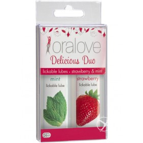 Oralove Delicious Duo Lickable Strawberry & Mint Lubes 1 oz 2 Each Per Set