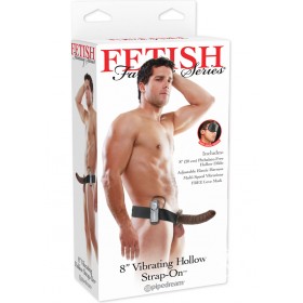 Fetish Fantasy Vibrating Hollow Strap On Brown 8 Inch