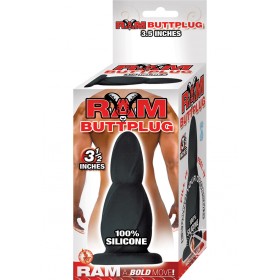 Ram Silicone Buttplug Waterproof Black 3.5 Inch
