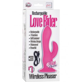 Rechargeable Love Rider Wireless Pleaser Dual Vibe Pink 4.25 Inch