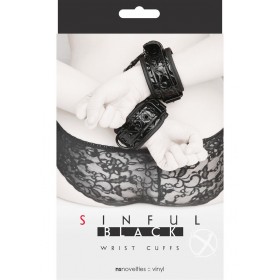 Sinful Vinyl Wrist Cuffs Black