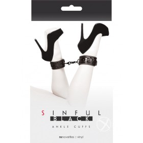 Sinful Vinyl Ankle Cuffs Black