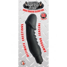 Mack Tuff Ribbed Vibrating Silicone Penis Black 5 Inch