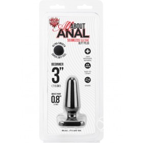 Hustler All About Anal Seamless Butt Plug Black 3 Inch