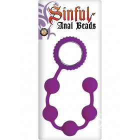 Sinful Anal Beads Silicone Purple 12 Inch