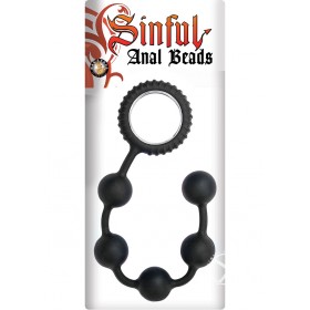 Sinful Anal Beads Silicone Black 12 Inch