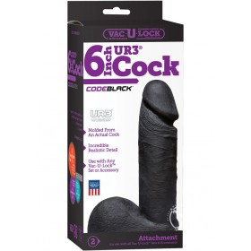 Vac U Lock Codeblack UR3 Realistic Cock w/ Balls Attachment Black 6 Inch