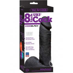 Vac U Lock Codeblack UR3 Realistic Cock w/ Balls Attachment Black 8 Inch